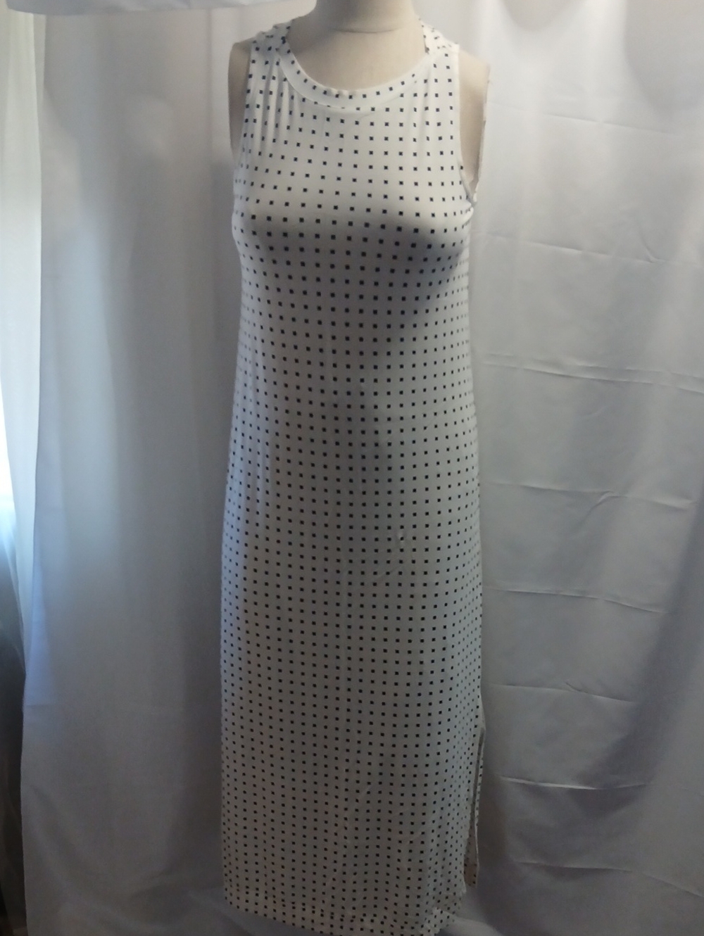 NWT Soma White & Black Micro Dot Sleeveless Maxi Dress Size XS